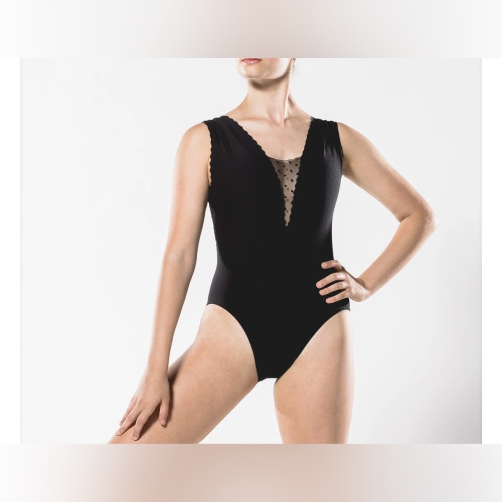 Bluewater Black Polka Dot Amber Dance Leotard